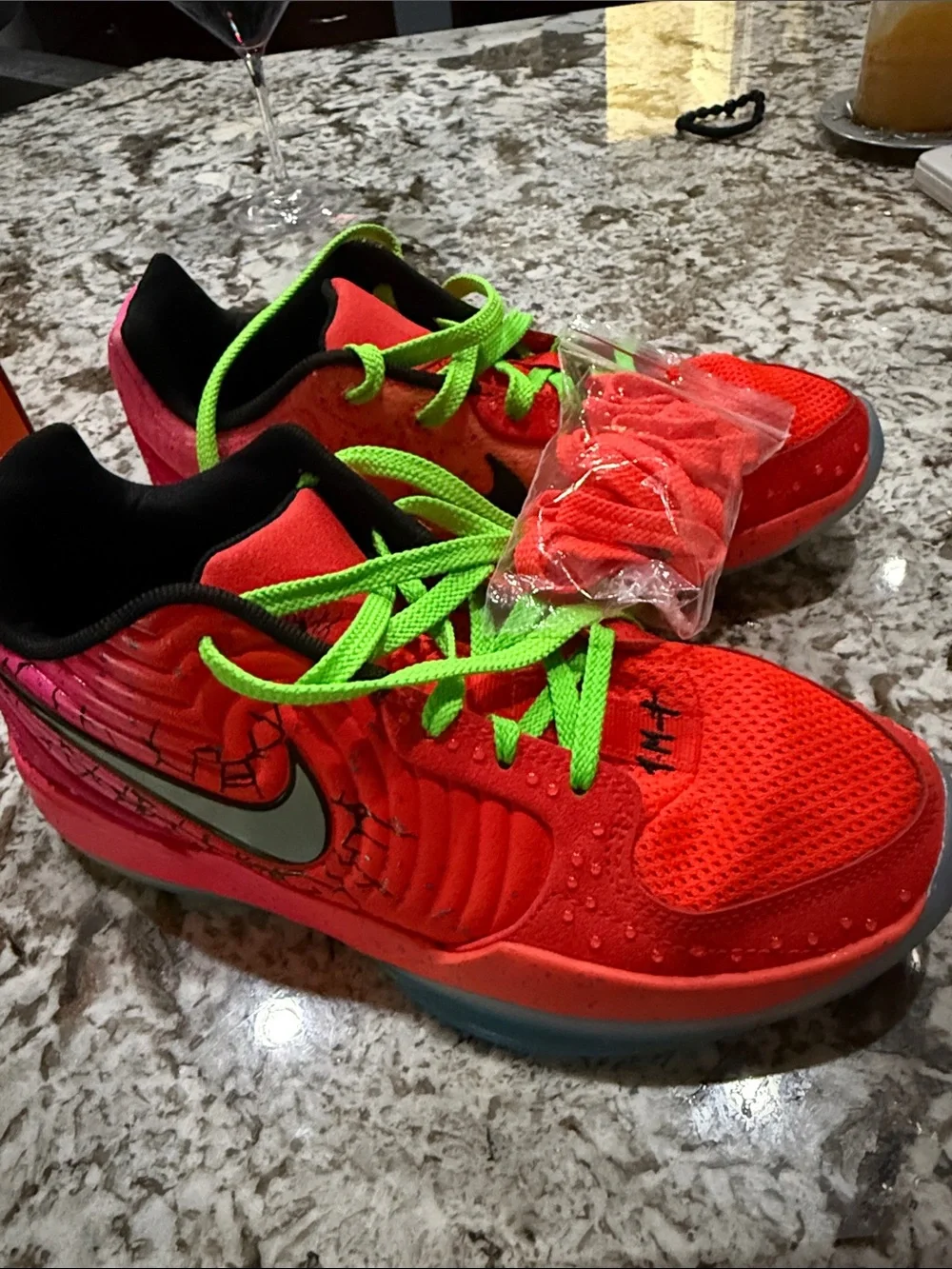 Nike Ja 2 Kool Aid Sneakers with Neon Green Laces and orange laces
